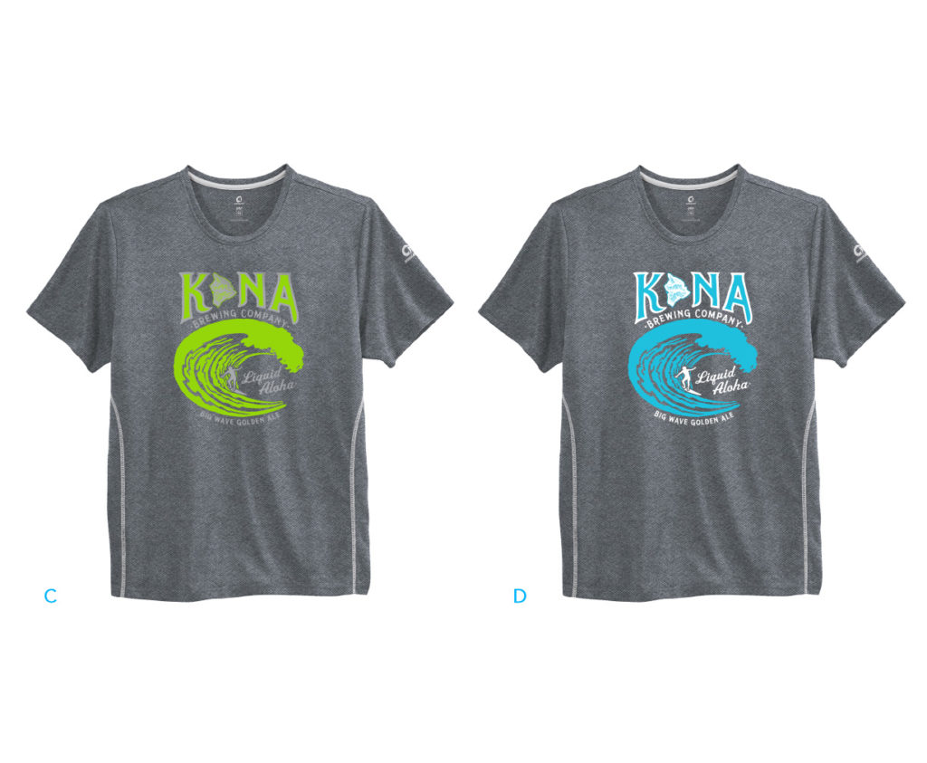 129943 Kona Brewing Tech Tee MOCKs_C_D - Dark grey color simulates appearance of Reflective ink.