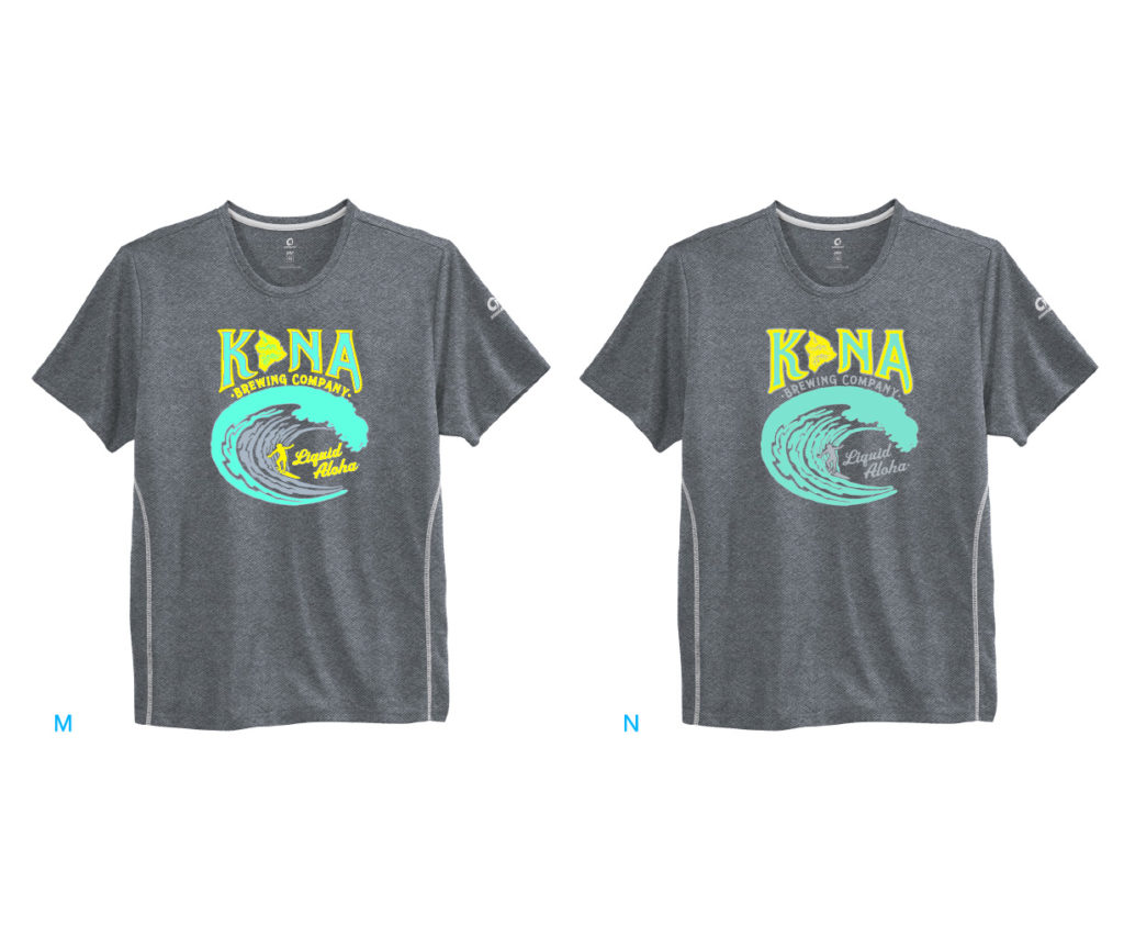 181299 Kona Brewing Tech Tee MOCKs_M_N - Dark grey color simulates appearance of Reflective ink.